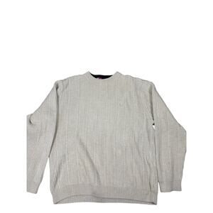 Chaps Men’s XL Cream 100% Cotton Cable Knit Crewneck Sweater Classic Knit